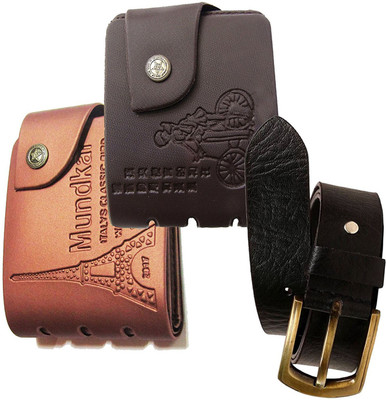 PEACOCK MUNDKAR Wallet, Belt Combo(Tan, Black)