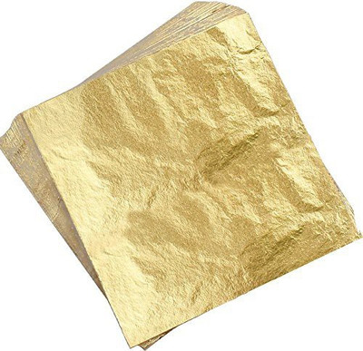 

Generic BAKHUK 200Pcs 5.5" Square Imitation Gold Leaf Copper leaf for Arts, Frames, Wooden Products Gold-plating and Decoration
