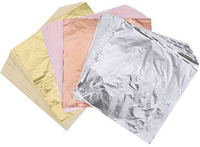 

Generic Shappy 300 Sheets Leaf Imitation Gold Leaf, Silver Leaf, Rose Gold Leaf for Arts, Gilding Crafting, Decoration, Furniture, 5.5 by 5.5 Inches