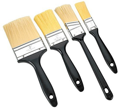 

Generic 4 Pack -Polyester Bristle Paint Brush Value Set W/ Contoured Handles - For Any Professional Paint Job, Oil Stain, Watercolor, Art & Craft Project; Use For Professional & Amateur Projects - By Katzco