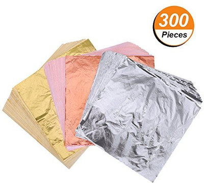 

Generic 300 Sheets Imitation Gold Leaf, Silver Leaf, Rose Gold Leaf for Gilding Foil Crafting, DIY Arts, Decoration, Funiture, 5.5 by 5.5 Inches by QMAY