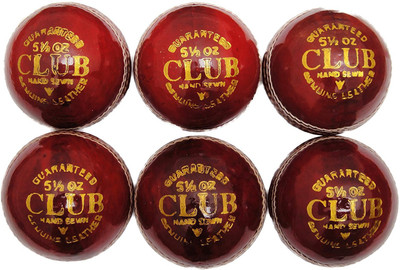 

QUINERGYS ™ Professional Grade Impact Club Play Leather Cricket Ball Cricket Leather Ball(Pack of 6, Red)