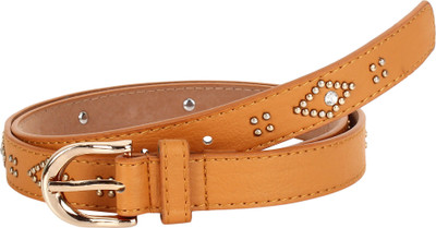 

Pooh Women Formal Tan Genuine Leather Belt, Black