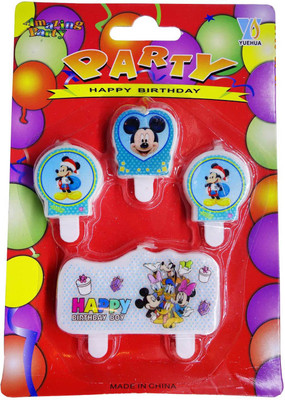 

Funcart Mickey Mouse Cake Topper Candle Candle(Multicolor, Pack of 4)