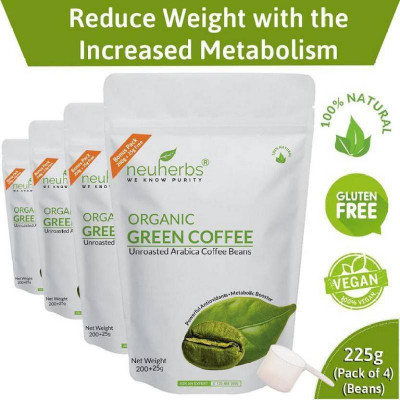 

Neuherbs Organic Green Coffee Beans for Weight Management (Pack of 4) Instant Coffee 225 g(Pack of 4, Green Coffee Flavoured)