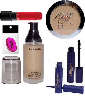 

Studio Fix Combo silicon puff, eyeliner, mascara, compact, foundation, lipstick(Set of 6)