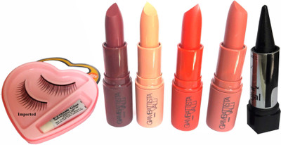 

Imported Combo of Lipstick, Kajal, EyeLashes(Set of 6)