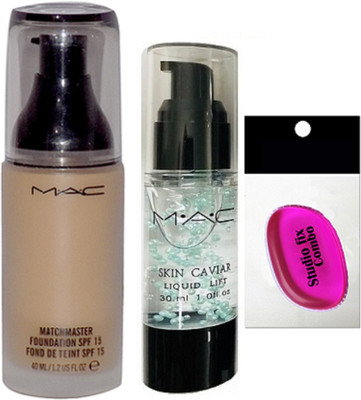 

Studio Fix Combo Silicon Puff& Mac Match Master Foundation,Skin Caviar Liquid Lift primer(Set of 3)