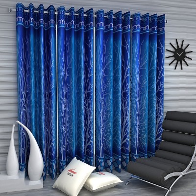 Home Sizzler 153 cm (5 ft) Polyester Semi Transparent Window Curtain (Pack Of 4)(Abstract, Blue)