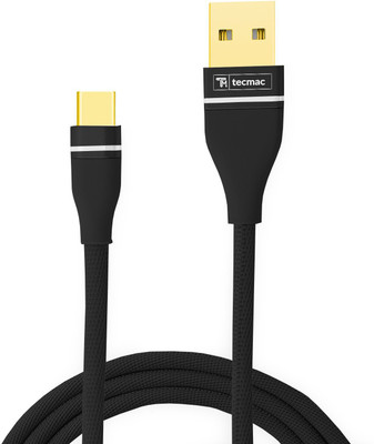 

TecMac Fabric Braided, Gold Plated USB C Type Cable(Black)
