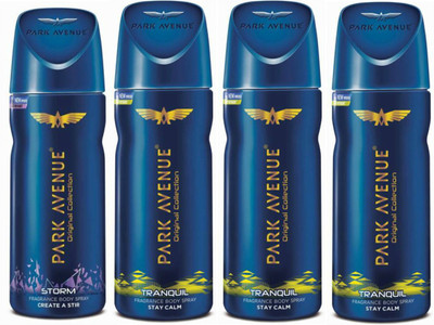 

Park Avenue 1 Storm and 3 Tranquil Deodorant Combo for Men (Pack of 4) Deodorant Spray - For Men(520 ml, Pack of 4)