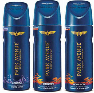 

Park Avenue 1 Storm and 2 Horizon Deodorant Combo for Men (Pack of 3) Deodorant Spray - For Men(390 ml, Pack of 3)