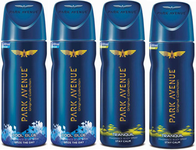 

Park Avenue 2 Cool Blue and 2 Tranquil Deodorant Combo Pack of 4 Deodorant Spray - For Men(520 ml, Pack of 4)
