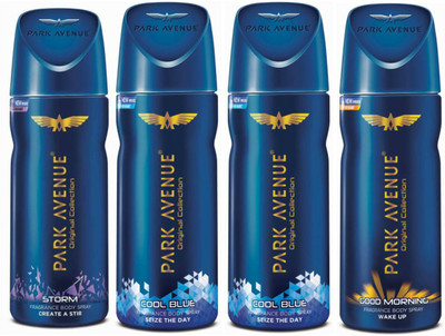 

Park Avenue 1 Storm and 2 Cool Blue and 1 Good Morning Deodorant Combo for Men (Pack of 4) Deodorant Spray - For Men(520 ml, Pack of 4)
