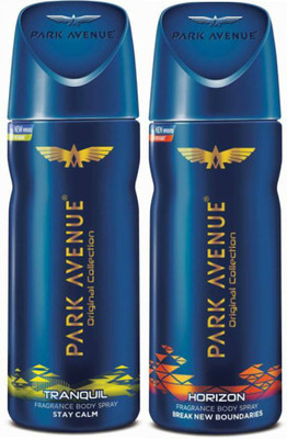 Park Avenue 1 Tranquil and 1 Horizon Deodorant Combo Pack of 2 Deodorant Spray - For Men(260 ml, Pack of 2)