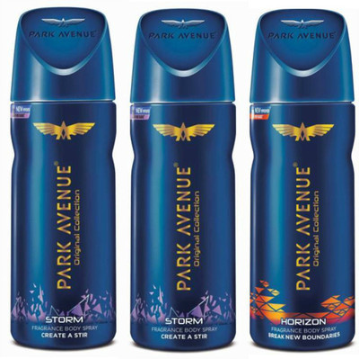

Park Avenue 2 Storm and 1 Horizon Deodorant Combo for Men (Pack of 3) Deodorant Spray - For Men(390 ml, Pack of 3)
