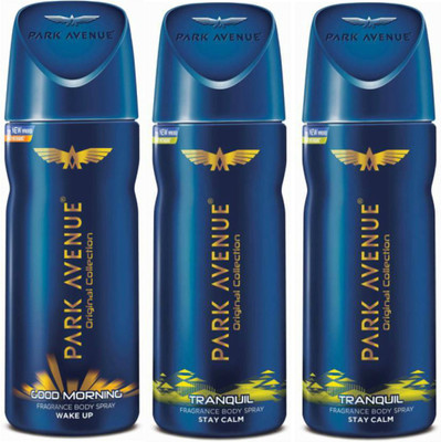 

Park Avenue 1 Good Morning and 2 Tranquil Deodorant Combo Pack of 3 Deodorant Spray - For Men(390 ml, Pack of 3)
