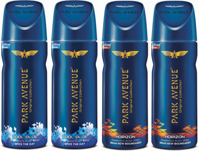 

Park Avenue 2 Cool Blue and 2 Horizon Deodorant Combo Pack of 4 Deodorant Spray - For Men(520 ml, Pack of 4)