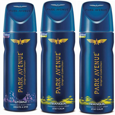 

Park Avenue 1 Storm and 2 Tranquil Deodorant Combo for Men (Pack of 3) Deodorant Spray - For Men(390 ml, Pack of 3)