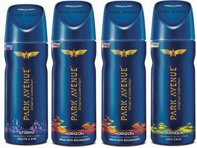 

Park Avenue 1 Storm and 2 Horizon and 1 Tranquil Deodorant Combo for Men (Pack of 4) Deodorant Spray - For Men(520 ml, Pack of 4)