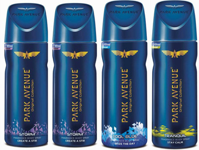 

Park Avenue 2 Storm and 1 Cool Blue and 1 Horizon Deodorant Combo for Men (Pack of 4) Deodorant Spray - For Men(520 ml, Pack of 4)
