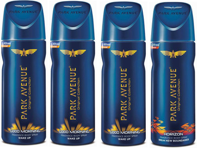 

Park Avenue 3 Good Morning and 1 Horizon Deodorant Combo Pack of 4 Deodorant Spray - For Men(520 ml, Pack of 4)