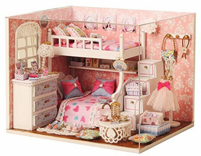 

KADAM Dream Angel Series Dollhouse Miniature DIY House Kit Creative Room With Furniture & Accessories -(Pink)
