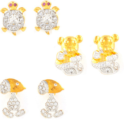 mahi Gleaming Crystals Earrings Combo Crystal Alloy Stud Earring