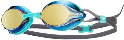 

TYR Velocity Metallized Racing Swimming Goggles(Green), Gold/mint