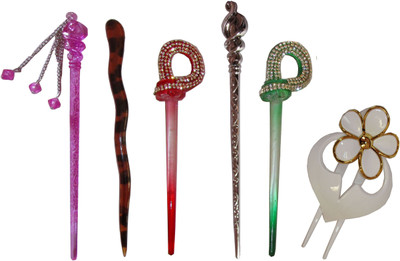 

GUROORO Combo of Multi Color Juda Sticks Bun Stick(Multicolor)