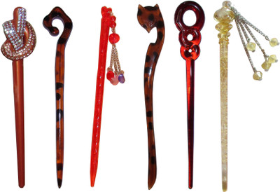 

Peacock Combo of Multi Color Juda Sticks Bun Stick(Multicolor)