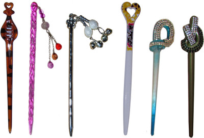 

PAHACHAN Combo of Multi Color Juda Sticks Bun Stick(Multicolor)