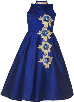 Bolly Lounge Girls Maxi/Full Length Party Dress(Blue, Sleeveless)
