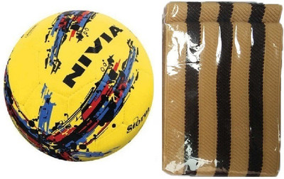 

Nivia Combo of Two - one 'Storm' (Size-5) Football and one Wrist brace with thumb (Color On Availability)- Football Kit