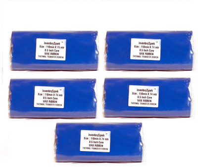 InventorySpark 110MMX74Mtr Set of 5 Barcode Ribbon NON-ADHESIVE Paper Label(Black)