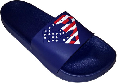 

crospike Flip Flop Slippers for Men | Slipper for Men | Stylish Comfortable Sandals | Slide Sandals for Men | House Slipper for Men - Superman Blue Slides