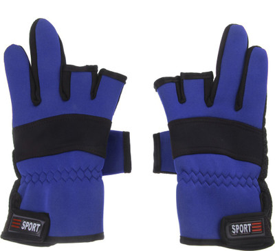 

Magideal Finger Fishing Gloves Diving Gloves (Free Size, Blue, Black), Black;blue