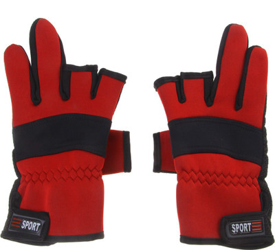

Magideal Finger Fishing Gloves Hand Protection Diving Gloves (Free Size, Red, Black), Black;red