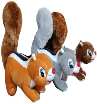 

MEGAEMART SQUIRREL ANIMAL SOFT TOY PACK OF 3 - 25 cm(Multicolor)