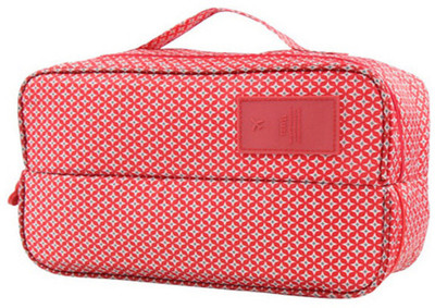 

Honestystore Waterproof Travel Divided Underwear Pouch Makeup Toiletry Cosmetic Organizers Women bag - (Red star doted)(Red)