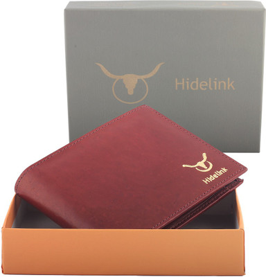 

Hidelink Men Brown Genuine Leather Wallet(3 Card Slots), Cherry brown