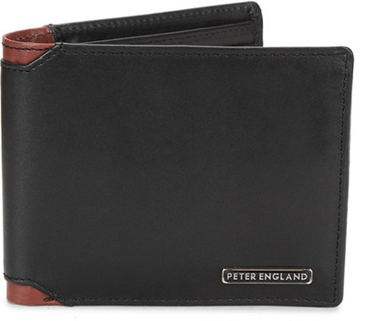 Peter England Men Black Genuine Leather Wallet(4 Card Slots)