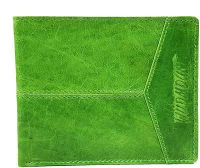 Wildmount Men Green Genuine Leather Wallet(3 Card Slots)