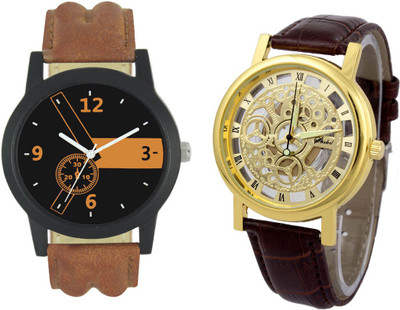 

Freny Exim stylist black dial and unique metal designer dial black belt strep mens watch fancy Watch - For Boys