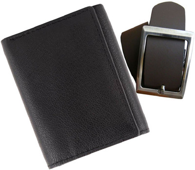Mundkar Wallet & Belt Combo(Black)