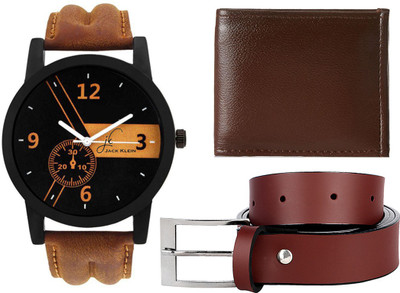 

Jack Klein Analog Watch, Wallet, Belt Combo(Brown)