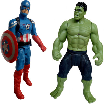 

MEGAEMART GREEN HULK AND CAPTAIN AMERICA AVENGERS HERO WITH LED LIGHT ACTION FIGURE TOYS FOR KIDS [25CM] COMBO(Multicolor)