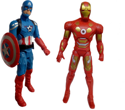 

MEGAEMART CAPTAIN AMERICA AND IRON MAN AVENGERS HERO WITH LED LIGHT ACTION FIGURE TOYS FOR KIDS [25CM] COMBO(Multicolor)