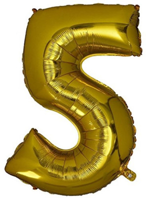 

Smartcraft Solid Number 5 Foil Balloon Gold (17inch) , Birthday Party Supplies , Party Foil Balloon Balloon(Gold, Pack of 1)