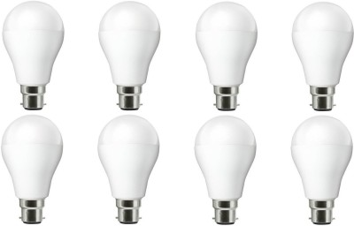 NIPSER 9 W Round B22 LED Bulb(White, Pack of 8)